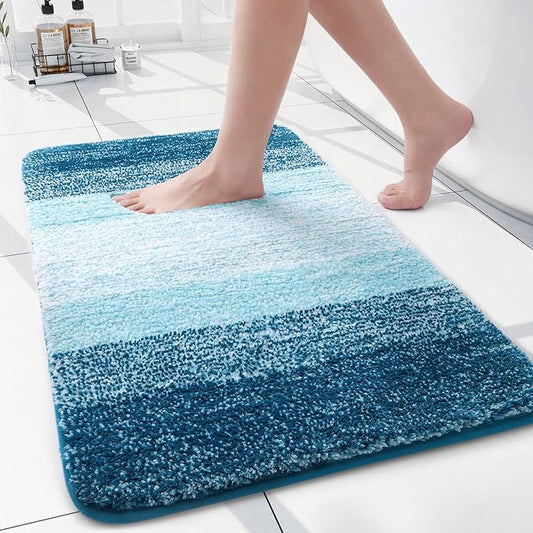 Arotive Microfiber Bathroom Rugs, Shaggy Soft and Absorbent Bath Rug, Non-Slip, Thick Plush Machine Washable Dry Bath Mats for Bathroom, Tub and Shower, 24x16, Peacock Blue, Rectangular