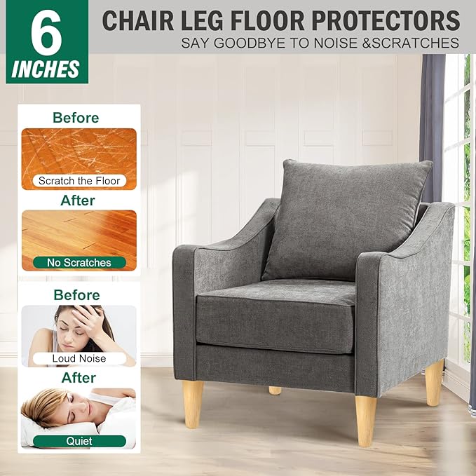FoDau770 Rubber Wood Furniture Legs 6 Inches, Straight Tapered Wood Feet Mid Century Sofa Legs Set of 8, 5/16" UNC Furniture Feet Replacement Parts for Cabinet Couch Dresser Chair Ottoman Table