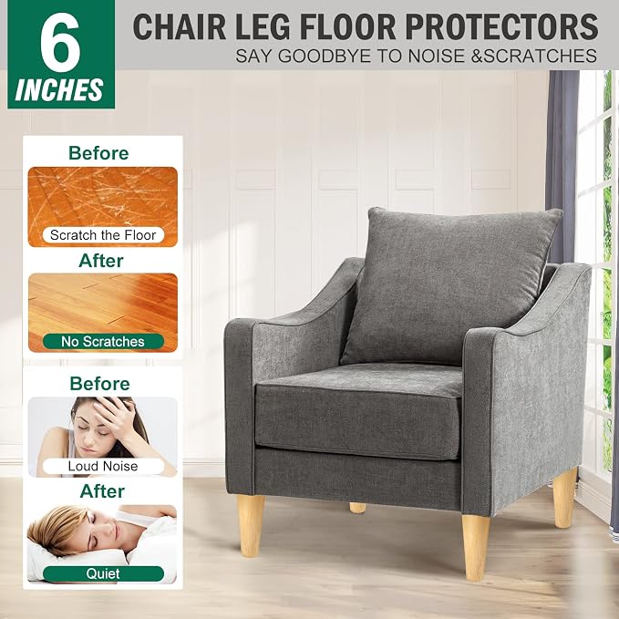 FoDau770 Rubber Wood Furniture Legs 6 Inches, 5/16" UNC Straight Tapered Wood Feet Mid Century Sofa Legs, Wooden Furniture Feet Replacement Parts for Cabinet Couch Dresser Chair Ottoman Table