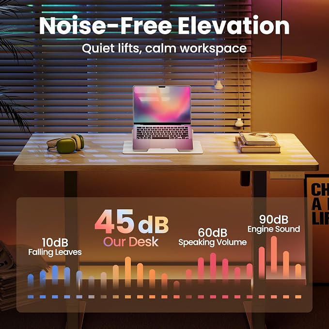 HUANUO Electric Standing Desk,48" x 24" Height Adjustable Desk, 4 Memory Height Settings, Sit to Stand Up Desk for Home Office, with Headphone Hook, Cable Manager, Natural