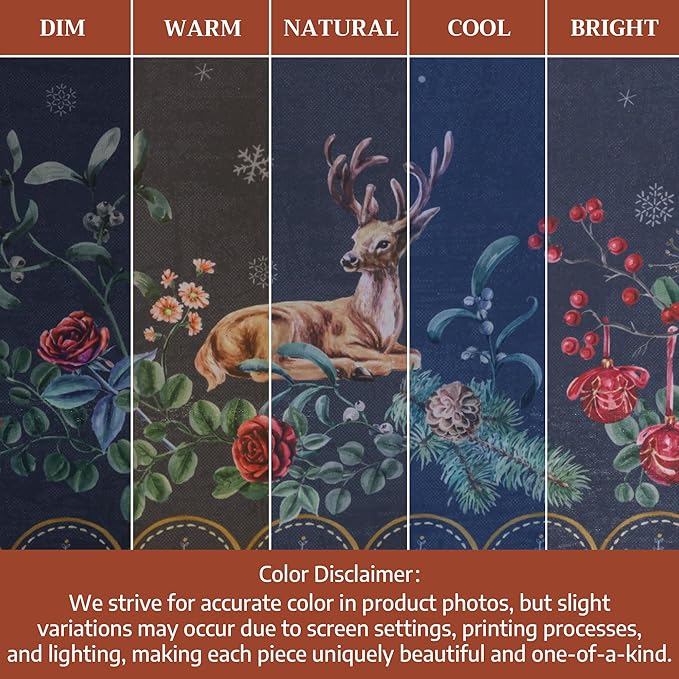 Maison d' Hermine Table Cloth Round Table 100% Cotton 63 Inches Fall Tablecloth Reusable Everyday Use for Thanksgiving Christmas Decorations Dining Farmhouse Party (Christmas Joy)