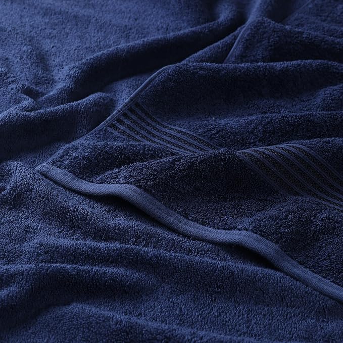 Superior Egyptian Cotton 3-Piece Towel Set, Assorted Towels for Home Bathroom, Master, Guest Bath, Decor Essentials, Includes 1 Bath, 1 Hand, 1 Face Towel/Washcloth, Quick Dry, Absorbent, Navy Blue