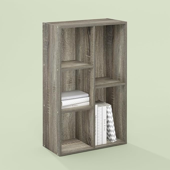 Hagen 5 Cube Organizer Bookcase, Bookshelf, Cube Storage, Toolless Assembly, for Living Room, Home Office, Olive Oak