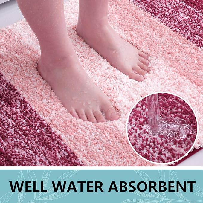 Arotive Microfiber Bathroom Rugs, Shaggy Soft and Absorbent Bath Rug, Non-Slip, Thick Plush Machine Washable Dry Bath Mats for Bathroom, Tub and Shower, 24x24, Burgundy, Round