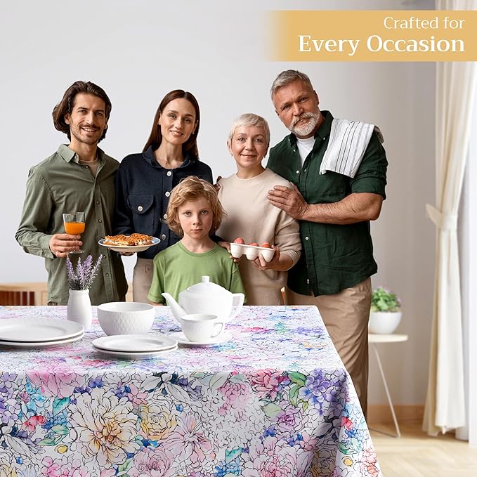 Maison d' Hermine Table Cloth Rectangle Table 100% Cotton 60 x 120 Inches Tablecloth Reusable Decorative for Dining Room Farmhouse Home Valentines Day Decorations Spring Summer - Floral Love