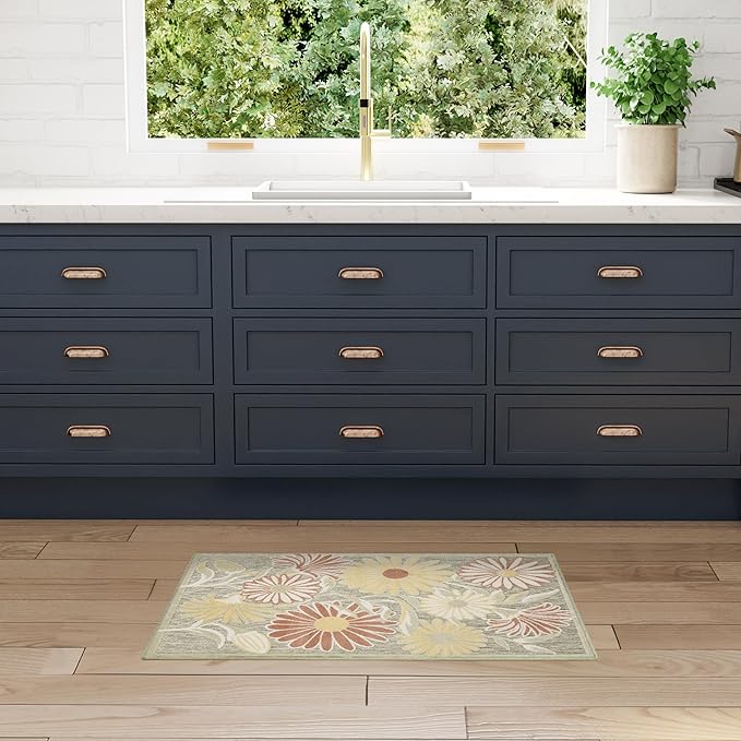Nourison Home Aloha Sage Rose 2'8" x 4' Area Rug - Easy Clean, Non Shedding, Bed Room, Living Room, Dining Room, Kitchen (3' x 4')