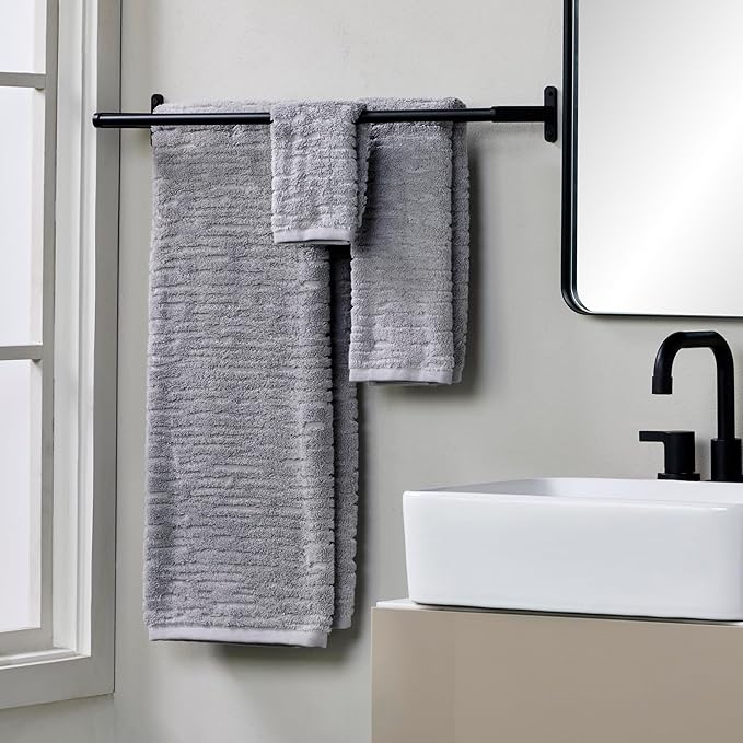 SKL Home CloudSoft Cotton Luxury 4 Pc Wash Set for Bath & Gift, Gray