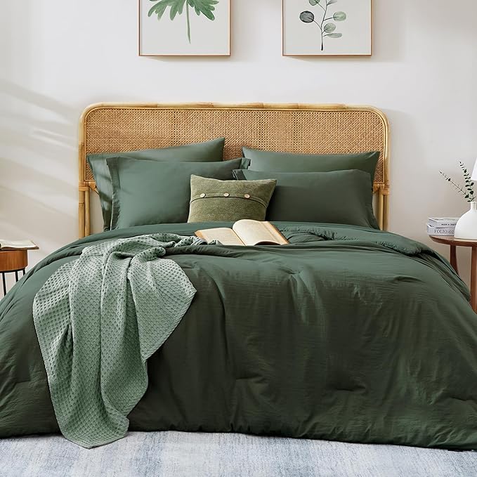 WRENSONGE Twin Comforter Set- 5 Pieces Deep Forest Twin Bed in a Bag, All Season Twin XL Bedding Sets with 1 Fitted Sheet, 1 Flat Sheet, 1 Pillow Sham and 1 Pillowcase