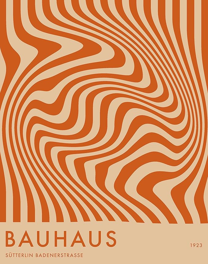 Mid Century Modern Bauhaus Wall Art - 11x14" UNFRAMED Print - Abstract Wall Decor - Exhibition Poster Replication (Orange)