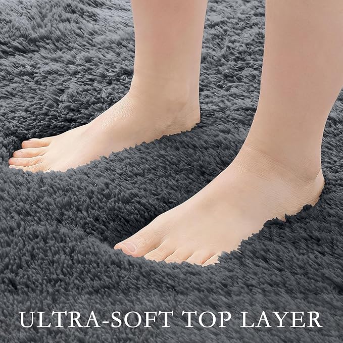 8x10 Area Rug for Living Room, Modern Grey Shag Shaggy Plush Carpet Washable Non-Slip Large Rug Super Soft Indoor Fuzzy Fluffy Carpet for Bedroom Home Aesthetic Decor