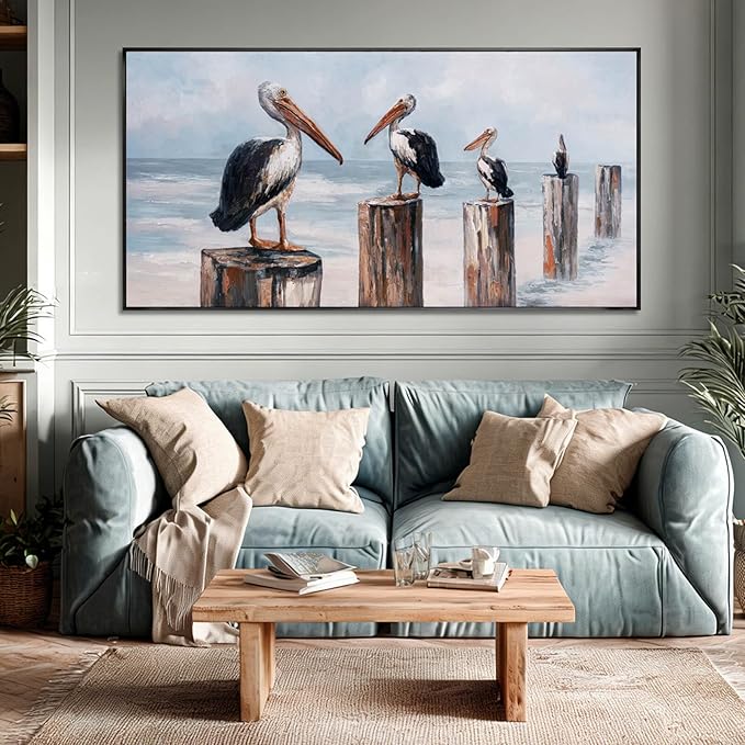 Bird Wall Decor Nature Canvas Prints Neutral Framed Wall Art 24"x48" Large Pictures for Dining Room Artwork for Office Bedroom