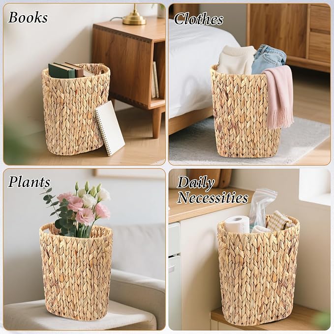 Bathroom Accessory Set, 10 Pieces Bath Set- Wicker Trash Can Tissue Box Soap Dish Toothbrush Holder Rinse Cup Lotion Bottle Toilet Brush Qtip Holder - Practical Bathroom Decor Sets (White, Bath Set)