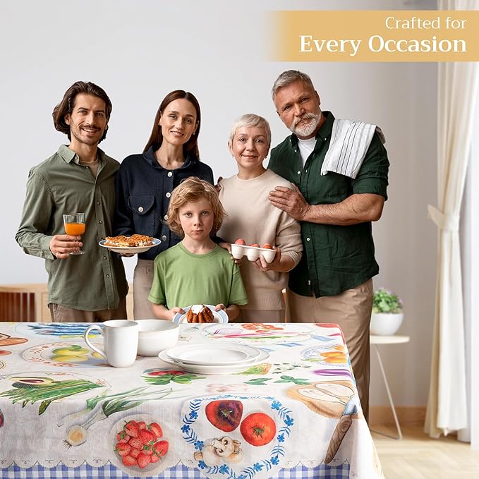 Maison d' Hermine Table Cloth Rectangle Table 100% Cotton 70 x 90 Inches Tablecloth Reusable Decorative for Dining Room Farmhouse Home Valentines Day Decorations Spring Summer - Gourmand