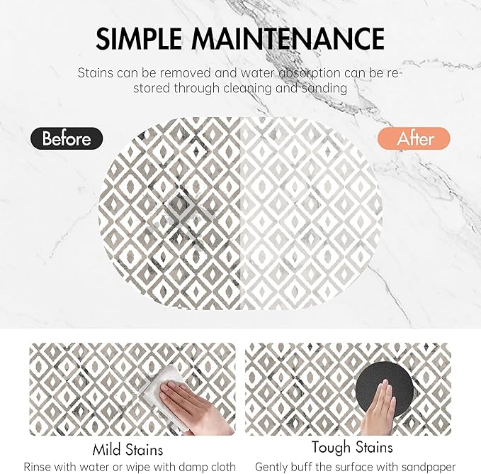 Diatomaceous Mud Bath Mat Grey Modern Geometric Oval Soft Wrinkle Free Bathroom Floor Rugs Non-Slip Super Absorbent Fast Drying Bath Rug for Bathroom Kitchen Door Mat 23.6x15.7 Inches