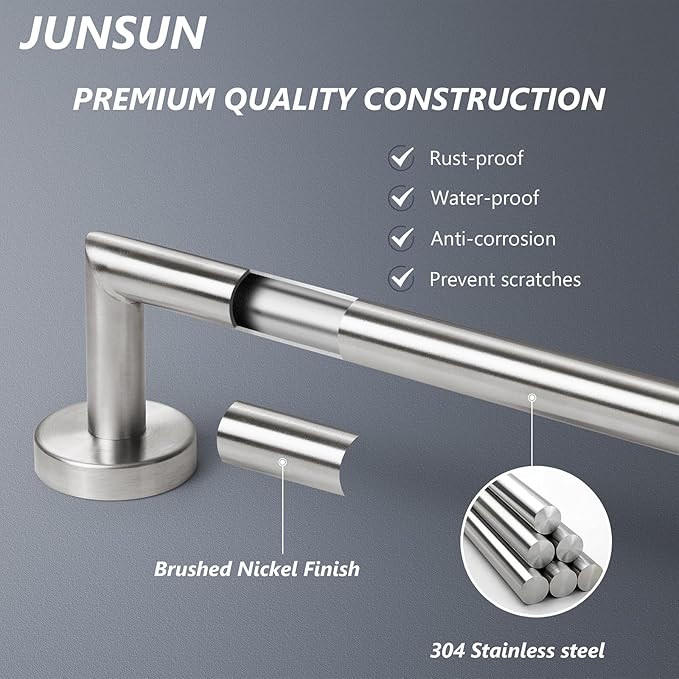 JunSun Bathroom Towel Bar 9 Inch Brushed Nickel Towel Racks Wall Mounted Bath Hand Towel Holder Modern Home Decor Towel Rod Bathroom Hardware Stainless Steel Towel Hanger Silver Towel Rail Single Bars