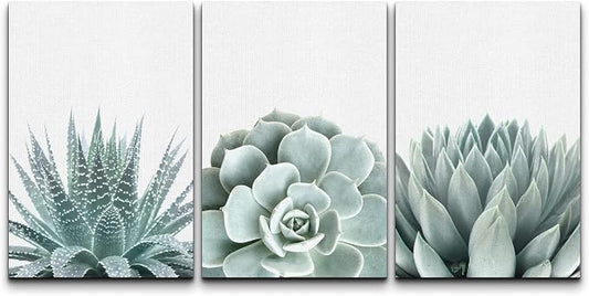 wall26 Wall Art Print Set Green Succulent and Cactus Variety Wilderness Nature Illustrations Modern Art Rustic Closeup Colorful for Living Room, Bedroom, Office - 24"x36"x3