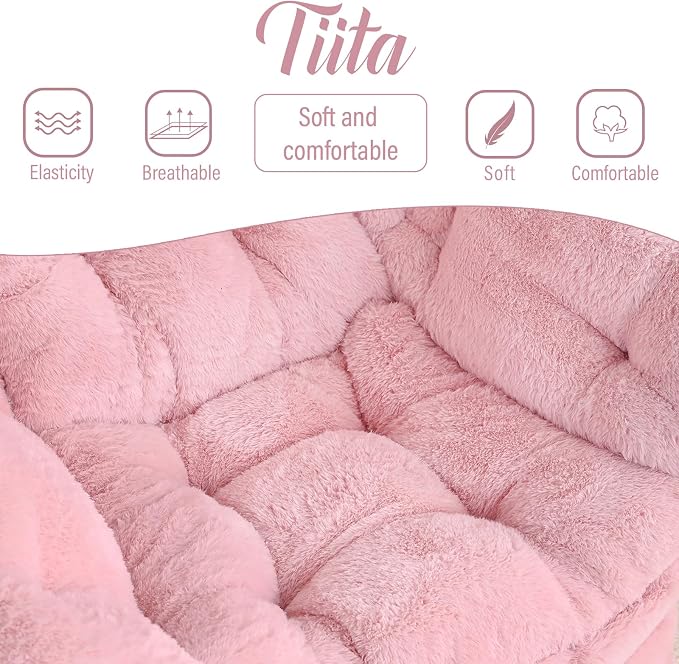 Tiita Lazy Chair with Ottoman, Pink Modern Large Accent Chair, Comfy Leisure Sofa Armchair with Ottoman, Reading Chair with Footrest for Bedroom, Living Room, Dorm Rooms, Plush Pink
