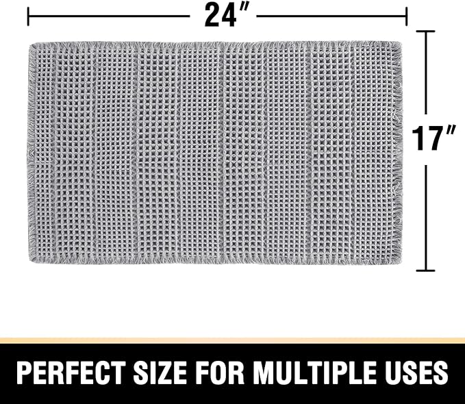 H.VERSAILTEX Upgraded Waffle Bath Mat Super Absorbent Non Slip Bath Rugs for Beside Tub, 17" x 24", Dove