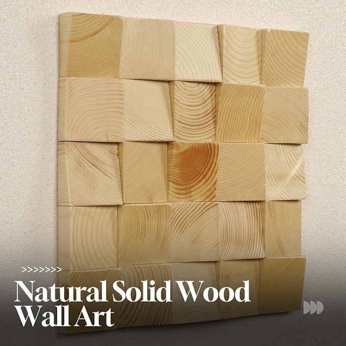 Large 3D Wood Wall Art for Living Room, Abstract Minimalist Geometric Wooden Blocks Artwork for Walls, Modern Sage Green Neutral Textured Paintings Wall Decor for Bedroom Dining Room Hallway Home Office