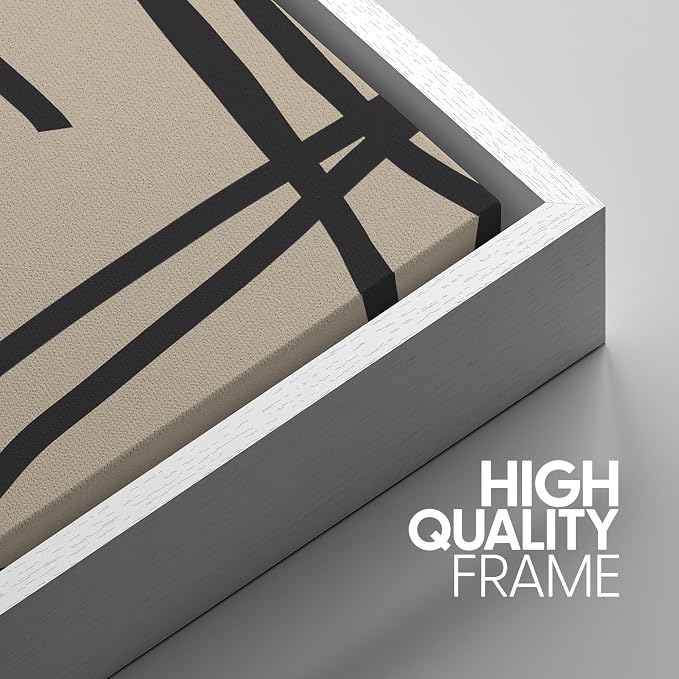 SIGNWIN Framed Canvas Print Wall Art Set Minimalist Abstract Line Illustrations Modern Art Decorative Chic Calm/Zen for Living Room, Bedroom, Office - 16"x24"x3 WHITE