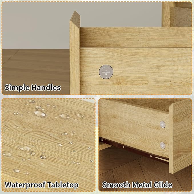 Dresser for Bedroom,9-Drawers,63" Wide Farmhouse Large Dressers & Chest,4 Solid Wood Legs,TV Stand, Storage Organizer Furniture for Bedroom(Oak)