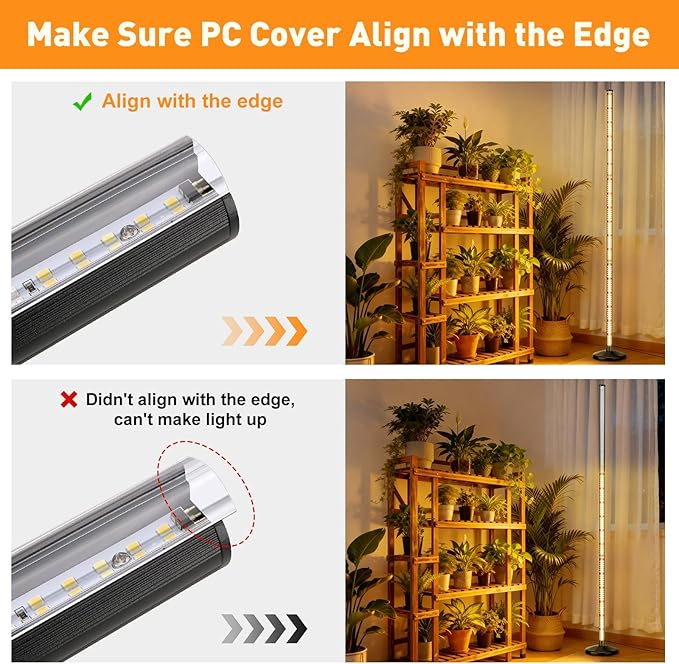 BlumWay 65 Inch Grow Lights for Indoor Plants,36W,660nm+3000K+6000K, 336 LEDs Full Spectrum LED Standing Plant Lights with 2 Timers and 10 Level Dimming Detachable Plant Growing Lamps for Greenhouse