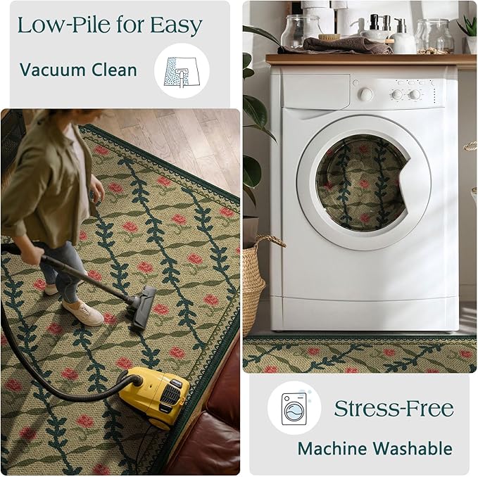 Front Door Mat Outside Entrance - 2x3 Non-Slip Washable Doormat Indoor Outdoor Entrance Jute-Look Floral Rug Welcome Mat Small Throw Rugs for Entryway Bedroom Kitchen Mudroom Front Porch Decor