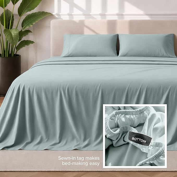 Bare Home Twin XL Sheet Set - 1800 Ultra-Soft Microfiber Twin Extra Long Bed Sheets - Double Brushed - Deep Pockets - Easy Fit - 3 Piece Set - Bedding Sheets & Pillowcases (Twin XL, Sea Spray)
