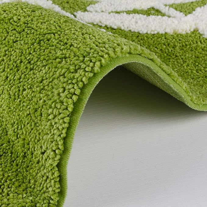 Hi Space Bathroom Rugs 31.5x19.7IN Green Leaves Bath Mat for Bathroom Non Slip Machine Washable Soft Microfiber Absorbent Cute Bath Rug Plush for Tub Shower Sink Fluffy Home Decor Accessories