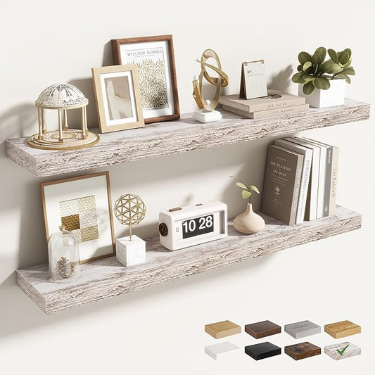 36 Inch Floating Shelves for Wall 2 Pack, 36" Wall Shelves for Books, Storage, Decor, Wall Mounted Floating Shelf with Invisible Brackets for Kitchen, Living Room, Rustic