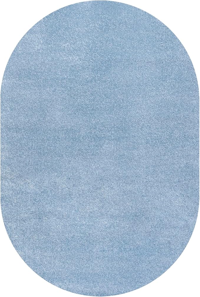 JONATHAN Y Haze Solid Low-Pile Classic Blue 3x5 Oval Indoor Area Rug, Coastal,Bohemian,Minimalist,Classic, Easy-Cleaning for Living Room,Bedroom,Kitchen,Pet Friendly,Non-Shedding (SEU100F-3OV)