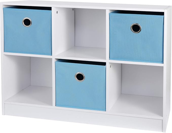 ZenStyle Storage Shelf Organizer, Wooden Bookshelf System Display Cube Shelves Compartments, Customizable W/ 5 Removable Back Panels (White, 6 Cube)
