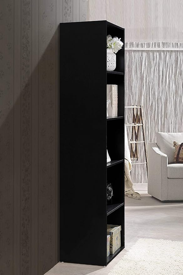 Hodedah Import 5 Shelf Bookcase, Black