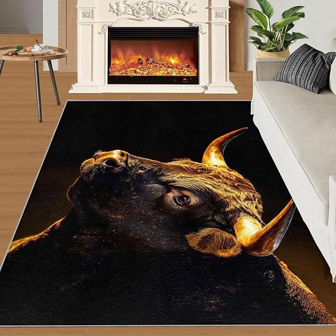 Highland Cow Rug - Home Decor & Gifts, 4x6 Area Rug, Animal Rugs for Living Room, Cow Washable Rugs for Bedroom, Non Slip Indoor Carpet, Soft & Low-Pile