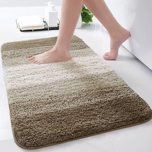 Arotive Microfiber Bathroom Rugs, Shaggy Soft and Absorbent Bath Rug, Non-Slip, Thick Plush Machine Washable Dry Bath Mats for Bathroom, Tub and Shower, 30x17, Coffee, Rectangular