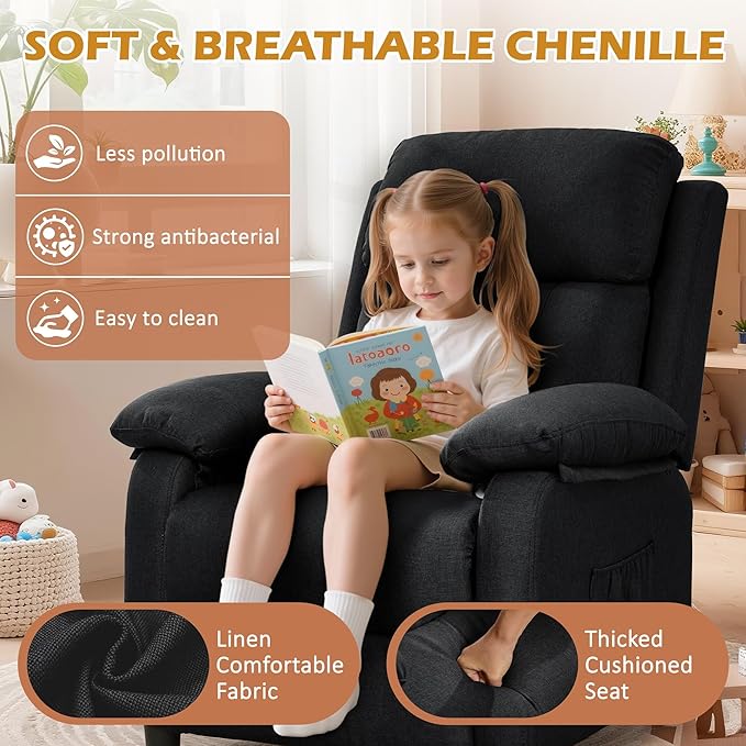 Korser Recliner Chair, Living Room Chairs for Adults, Padded Deep Seat Reading Chair with Side Pockets, Small Recliners for Small Spaces, Lounge Chair for Living Room, Bedroom, and RV (Linen)
