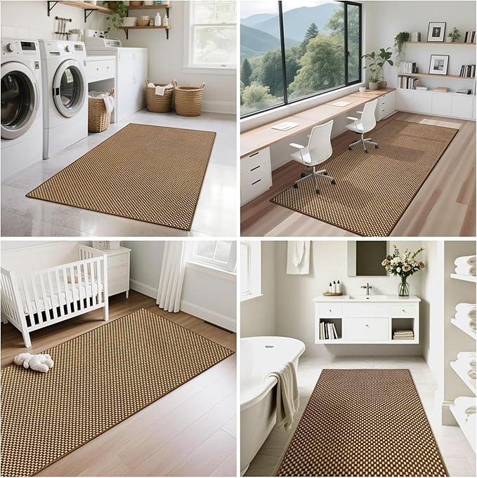 2x3 ft Indoor Door Mat Entryway Rug Non Slip Boho Woven Washable Small Area Rugs Runner, Front Entry Rug Entrance Doormat for Hall Porch Bathroom Kitchen Bedroom, Dark Brown/Coffee 24"x36"