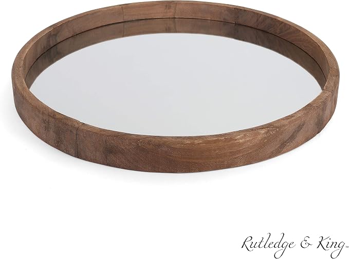 Rutledge & King Wall Mirror - Rustic Round Mirror - Decorative Circle Mirrors for Bathrooms, Living Rooms, and Bedrooms (1 Pack, Midwood - Large)
