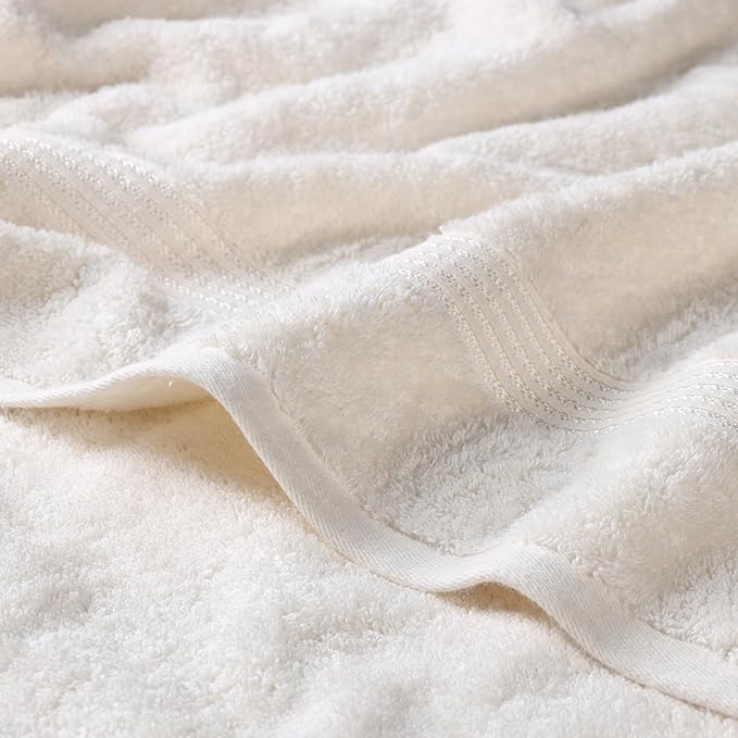 Superior Heritage Egyptian Cotton 6 Piece Towel Set, Heavyweight Towels for Bathroom, Guest Bath, Luxury Home Decor, Plush Absorbent Essentials, Includes 2 Bath, 2 Hand, 2 Face Towels, Ivory