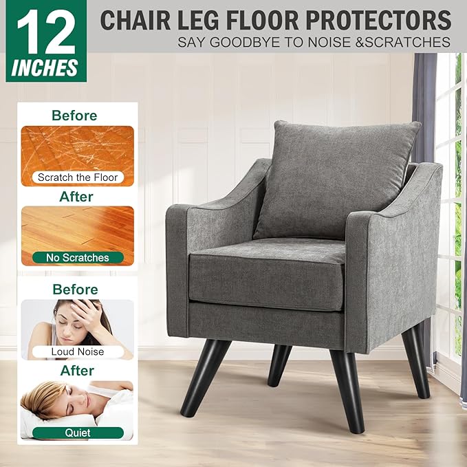 FoDau770 Black Rubber Wood Furniture Legs 12 Inches, Slant Tapered Wood Feet Mid Century Sofa Legs Set of 4, 5/16" UNC Furniture Feet Replacement Parts for Cabinet Couch Dresser Chair Ottoman Table