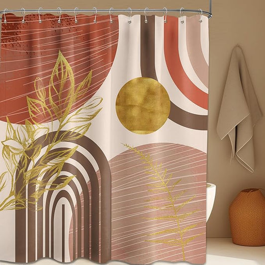 Boho Mid Century Modern Shower Curtain Bohemian MCM Shower Curtains for Bathroom Decor Sets, Waterproof Fabric with Hooks 70x72in