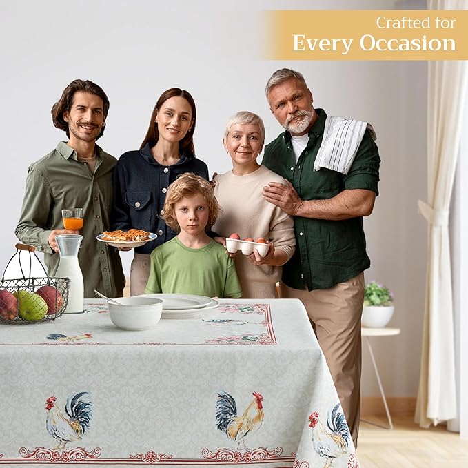 Maison d' Hermine Table Cloth Rectangle Table 100% Cotton 60 x 108 Inches Tablecloth Reusable Decorative for Dining Room Farmhouse Home Valentines Day Decorations Spring Summer - Campagne