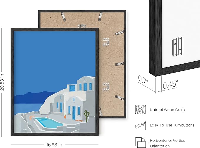 HAUS AND HUES Greece Travel Poster - European Scenic City Print, Mediterranean Artwork (Black Frame, 16x20)