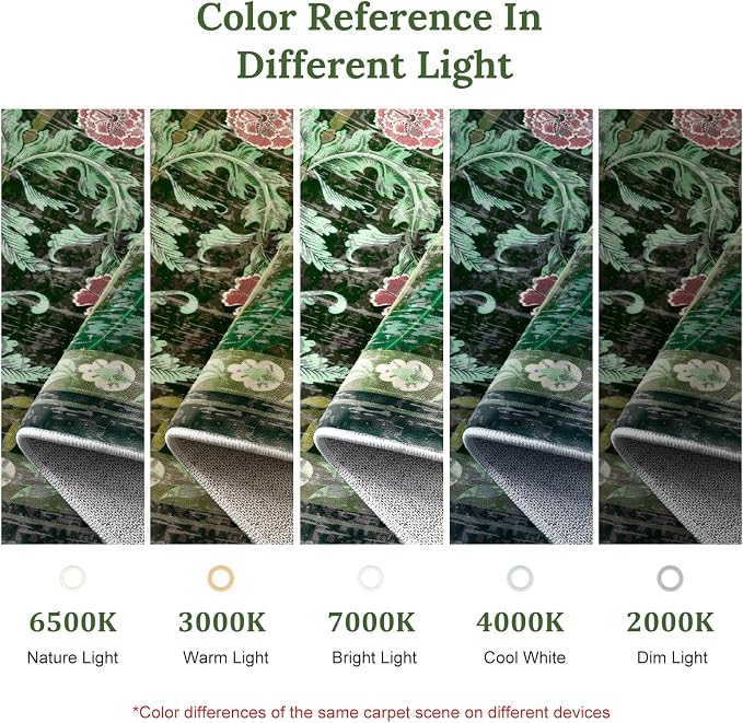 AMTOVO 6x9 Washable Area Rugs for Living Room, Non-Slip Large Soft Boho Floral Vintage Accent Print Carpet for Bedroom Dorm Nursery Room Dining Room Farmhouse Home Office, Dark Green
