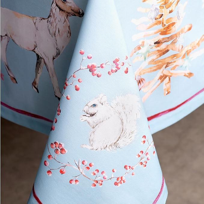 Maison d' Hermine Table Cloth Rectangle Table 100% Cotton 60 x 90 Inches Fall Tablecloth Reusable Everyday Use for Thanksgiving Christmas Decorations Dining Farmhouse Party (Fairy Tale Forest)
