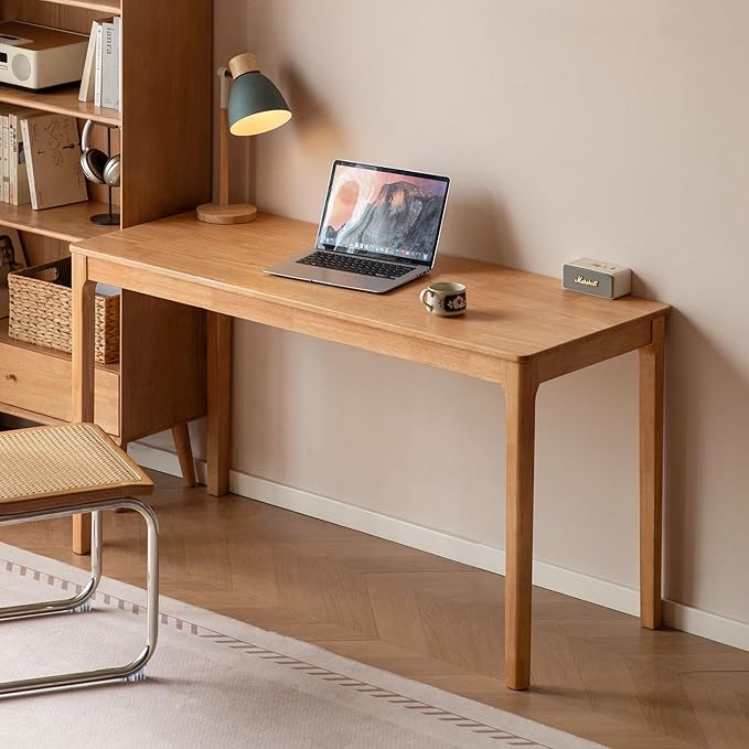 Solid Wood Computer Desk, Mid Century Modern Wood Desk,Home Office Writing Desk for Home Office, Study, Working 47.24" W