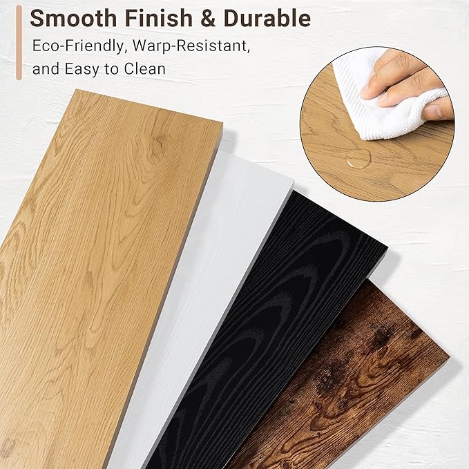 Vivelove 10" Deep Floating Shelves with Invisible Brackets, 55" Wall Shelves for Bathroom Bedroom Kitchen Living Room Laundry Room, Modern Rustic Shelves for Home Decor, 55"x10.2"x1.5", Set of 2, Oak