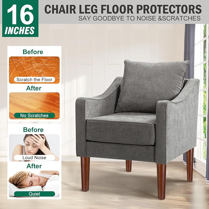 FoDau770 Brown Rubber Wood Furniture Legs 16 Inches, 5/16" UNC Straight Tapered Wood Feet Mid Century Sofa Legs, Wooden Furniture Feet Replacement Parts for Cabinet Couch Dresser Chair Ottoman Table