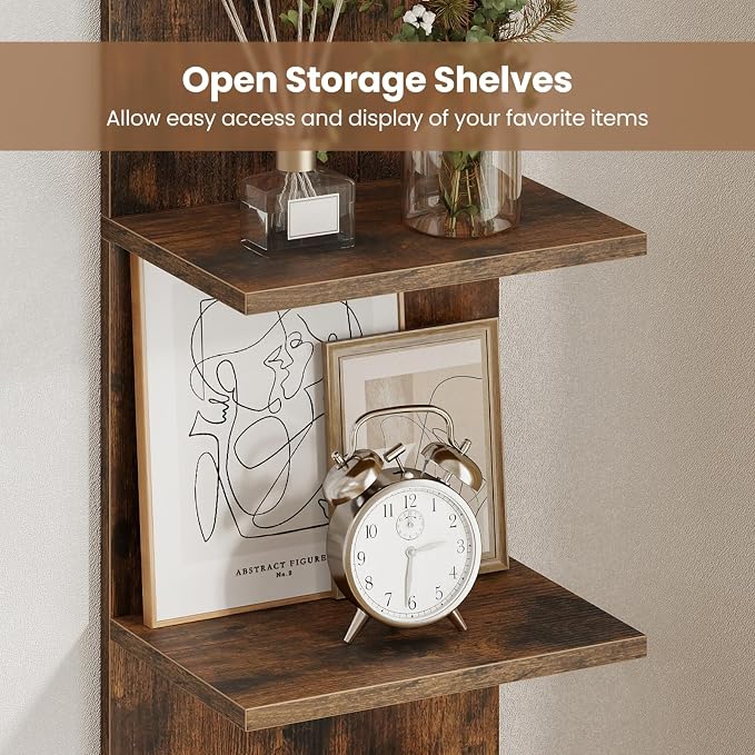 Giantex 5 Tier Wall Shelf Unit Set of 2, Narrow Vertical Floating Shelves for Home Decoration and Storage Organizer, Lack Wall Shelf, Wall Mounted Display Shelves for Bedroom, Living Room,Rustic Brown