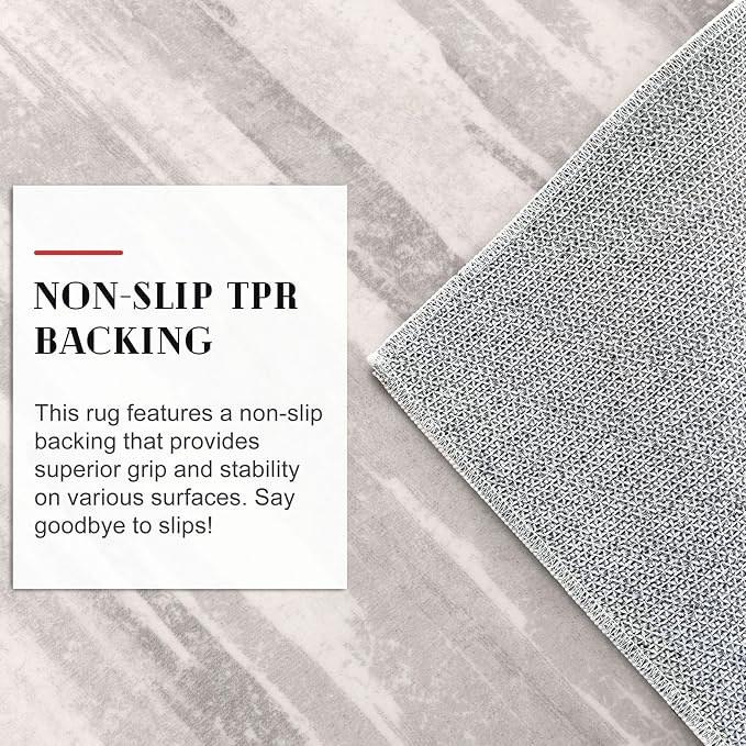 Lansny Modern Abstract Entryway Rug Indoor 2x3 Neutral Washable Non-Slip Soft Small Area Rug Light Beige and Grey Kitchen Mat Thin Print Faux Wool Floor Carpet for Entrance Bedroom